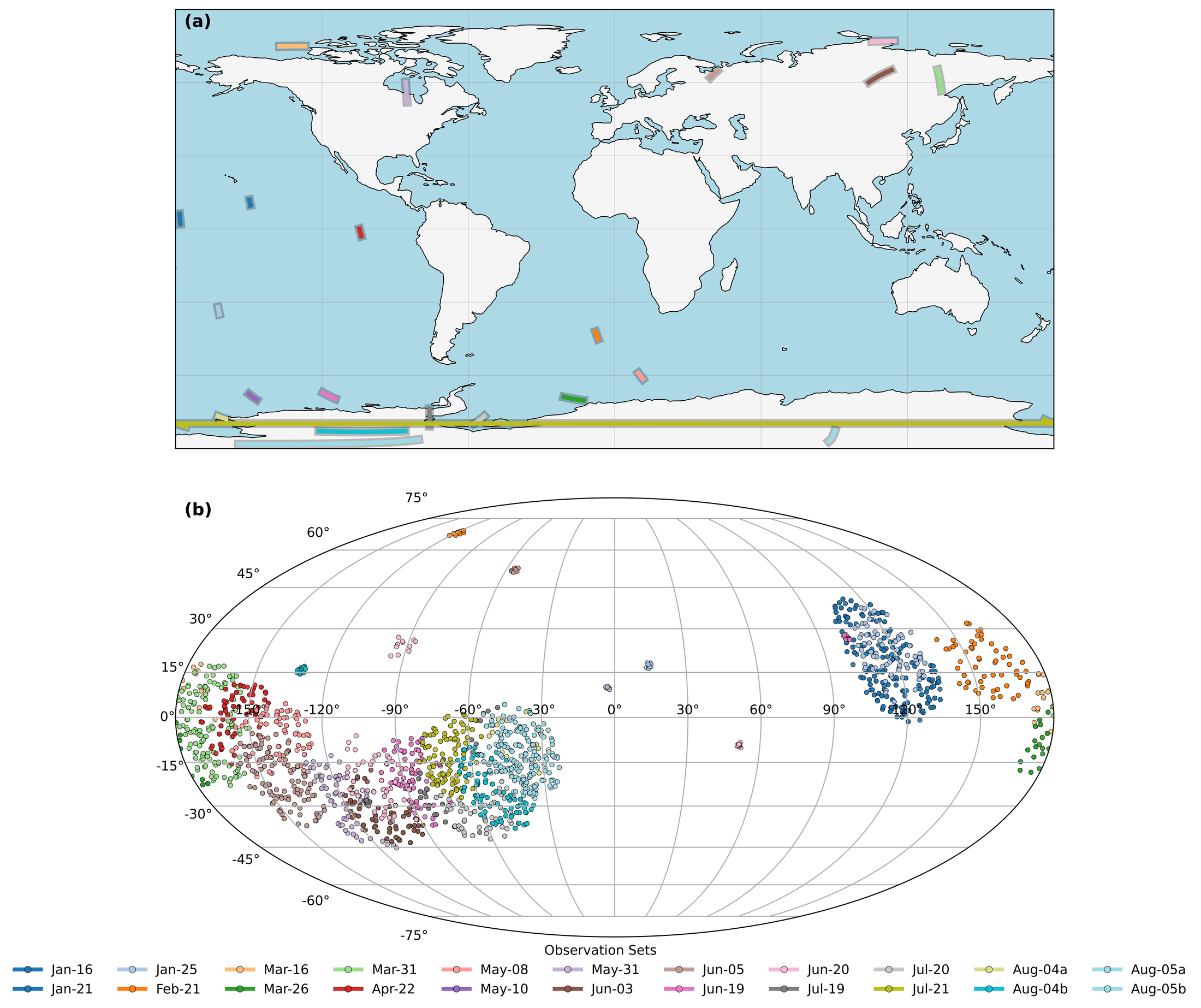 Geographic and celestial coverage of DUST
